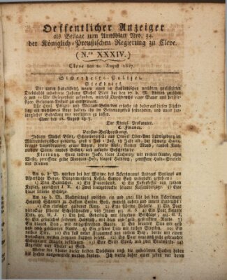 Amtsblatt der Königlichen Regierung zu Cleve Mittwoch 20. August 1817