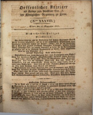 Amtsblatt der Königlichen Regierung zu Cleve Mittwoch 17. September 1817