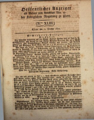 Amtsblatt der Königlichen Regierung zu Cleve Mittwoch 22. Oktober 1817