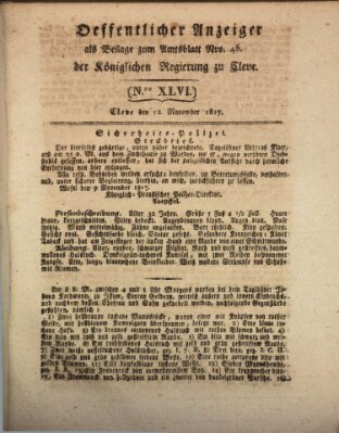 Amtsblatt der Königlichen Regierung zu Cleve Mittwoch 12. November 1817