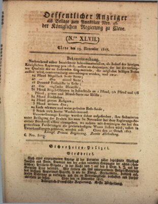 Amtsblatt der Königlichen Regierung zu Cleve Mittwoch 19. November 1817