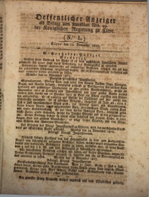 Amtsblatt der Königlichen Regierung zu Cleve Mittwoch 10. Dezember 1817