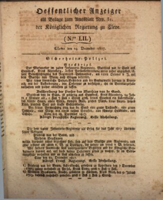 Amtsblatt der Königlichen Regierung zu Cleve Mittwoch 24. Dezember 1817