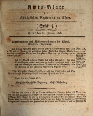 Amtsblatt der Königlichen Regierung zu Cleve Samstag 31. Januar 1818