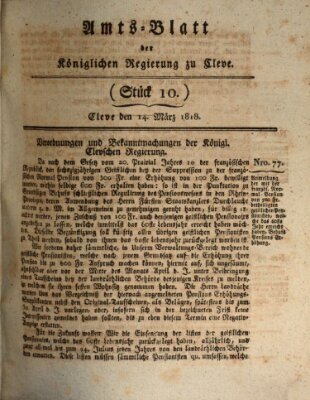 Amtsblatt der Königlichen Regierung zu Cleve Samstag 14. März 1818