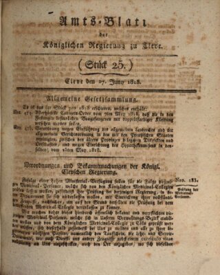 Amtsblatt der Königlichen Regierung zu Cleve Samstag 27. Juni 1818