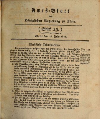 Amtsblatt der Königlichen Regierung zu Cleve Samstag 25. Juli 1818