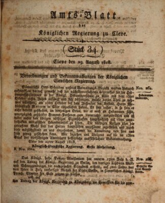 Amtsblatt der Königlichen Regierung zu Cleve Samstag 29. August 1818