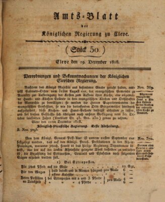 Amtsblatt der Königlichen Regierung zu Cleve Samstag 19. Dezember 1818