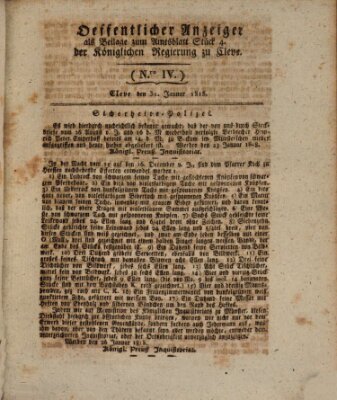 Amtsblatt der Königlichen Regierung zu Cleve Samstag 31. Januar 1818