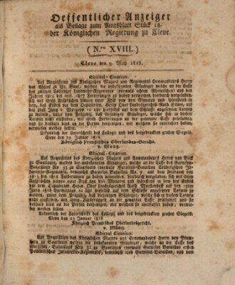 Amtsblatt der Königlichen Regierung zu Cleve Samstag 9. Mai 1818