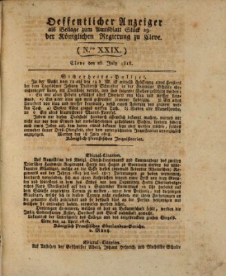 Amtsblatt der Königlichen Regierung zu Cleve Samstag 25. Juli 1818