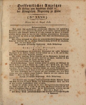 Amtsblatt der Königlichen Regierung zu Cleve Samstag 15. August 1818