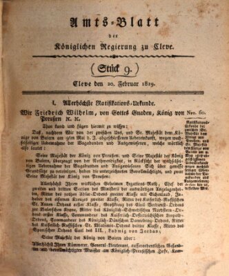 Amtsblatt der Königlichen Regierung zu Cleve Samstag 20. Februar 1819