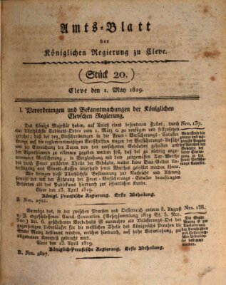 Amtsblatt der Königlichen Regierung zu Cleve Samstag 1. Mai 1819