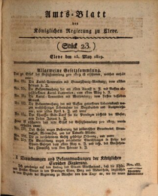 Amtsblatt der Königlichen Regierung zu Cleve Samstag 15. Mai 1819