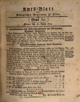 Amtsblatt der Königlichen Regierung zu Cleve Samstag 26. Juni 1819