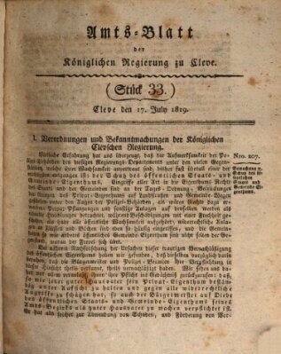 Amtsblatt der Königlichen Regierung zu Cleve Samstag 17. Juli 1819