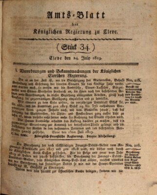 Amtsblatt der Königlichen Regierung zu Cleve Samstag 24. Juli 1819