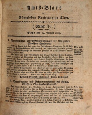 Amtsblatt der Königlichen Regierung zu Cleve Samstag 14. August 1819