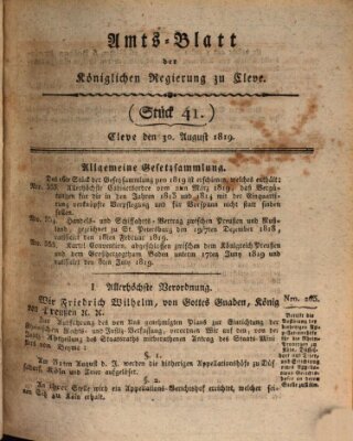 Amtsblatt der Königlichen Regierung zu Cleve Montag 30. August 1819