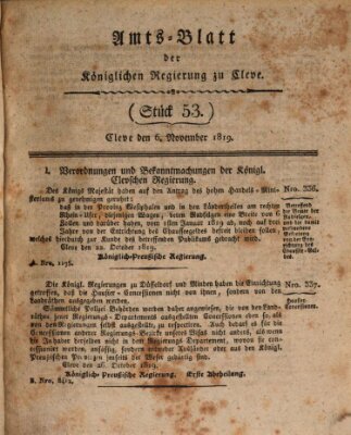 Amtsblatt der Königlichen Regierung zu Cleve Samstag 6. November 1819