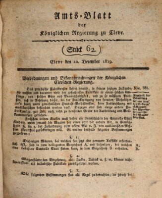 Amtsblatt der Königlichen Regierung zu Cleve Mittwoch 22. Dezember 1819