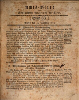 Amtsblatt der Königlichen Regierung zu Cleve Freitag 24. Dezember 1819