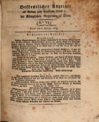 Amtsblatt der Königlichen Regierung zu Cleve Samstag 6. Februar 1819