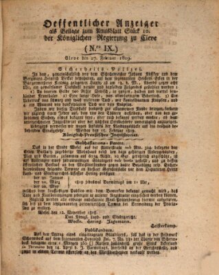 Amtsblatt der Königlichen Regierung zu Cleve Samstag 27. Februar 1819