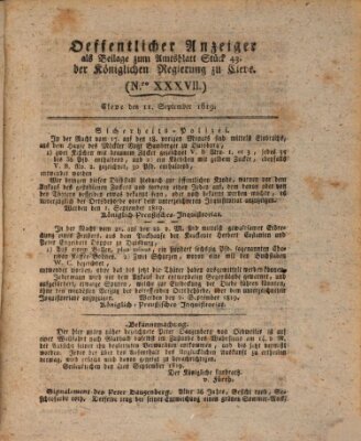 Amtsblatt der Königlichen Regierung zu Cleve Samstag 11. September 1819