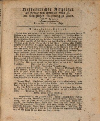 Amtsblatt der Königlichen Regierung zu Cleve Samstag 16. Oktober 1819