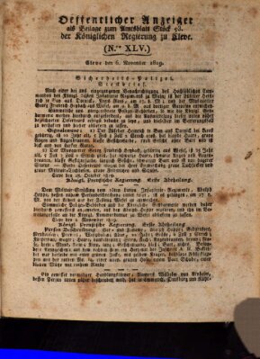 Amtsblatt der Königlichen Regierung zu Cleve Samstag 6. November 1819