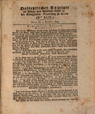 Amtsblatt der Königlichen Regierung zu Cleve Samstag 4. Dezember 1819