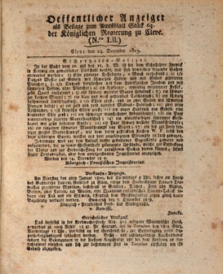 Amtsblatt der Königlichen Regierung zu Cleve Freitag 24. Dezember 1819