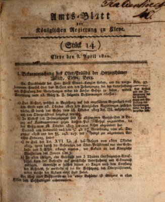 Amtsblatt der Königlichen Regierung zu Cleve Samstag 8. April 1820