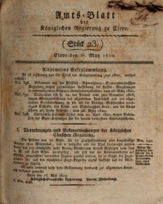 Amtsblatt der Königlichen Regierung zu Cleve Samstag 27. Mai 1820