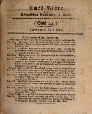 Amtsblatt der Königlichen Regierung zu Cleve Samstag 8. Juli 1820