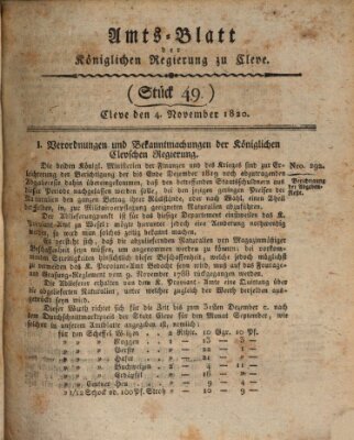 Amtsblatt der Königlichen Regierung zu Cleve Samstag 4. November 1820