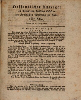 Amtsblatt der Königlichen Regierung zu Cleve Samstag 13. Mai 1820