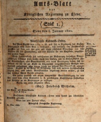 Amtsblatt der Königlichen Regierung zu Cleve Samstag 6. Januar 1821