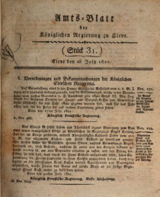 Amtsblatt der Königlichen Regierung zu Cleve Samstag 28. Juli 1821