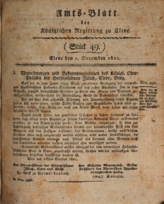 Amtsblatt der Königlichen Regierung zu Cleve Samstag 1. Dezember 1821