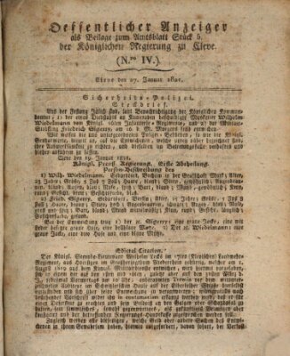 Amtsblatt der Königlichen Regierung zu Cleve Samstag 27. Januar 1821