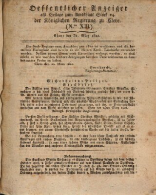 Amtsblatt der Königlichen Regierung zu Cleve Samstag 31. März 1821