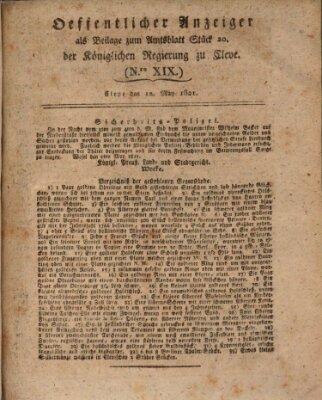 Amtsblatt der Königlichen Regierung zu Cleve Samstag 12. Mai 1821