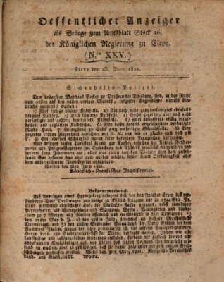 Amtsblatt der Königlichen Regierung zu Cleve Samstag 23. Juni 1821