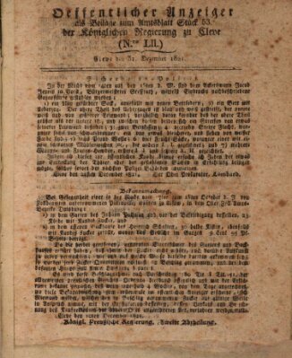 Amtsblatt der Königlichen Regierung zu Cleve Montag 31. Dezember 1821