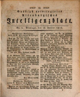 Gnädigst privilegirtes Altenburgisches Intelligenzblatt Dienstag 13. Januar 1818