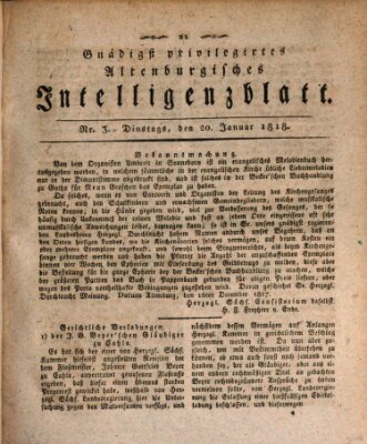 Gnädigst privilegirtes Altenburgisches Intelligenzblatt Dienstag 20. Januar 1818